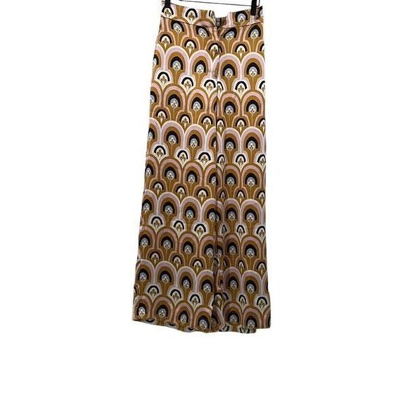 House Of Harlow 1960 Multicolor Wide Leg Satin Deco Print Palazzo Pants Small - Picture 4 of 10